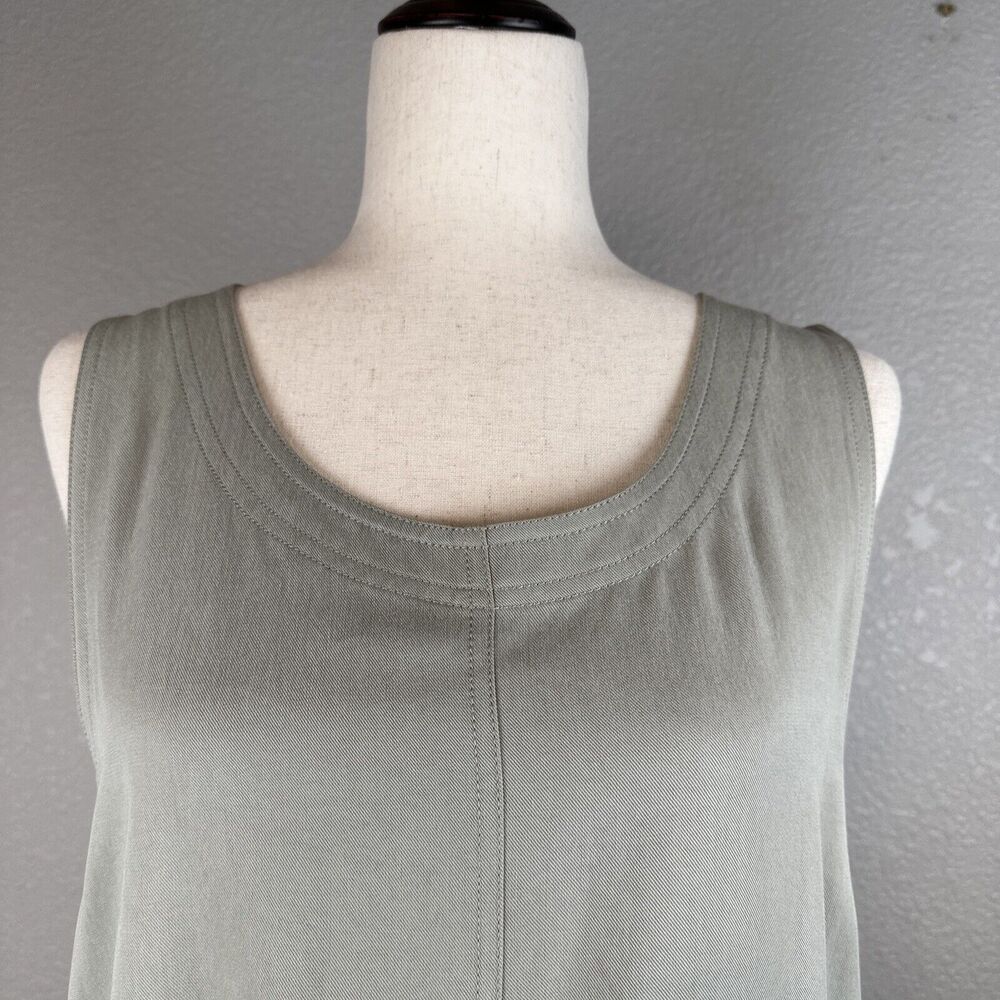 Talbots Vintage 90s Minimalist Jumper Sleeveless Dress Size M Khaki 100% Tencel - Picture 3 of 9